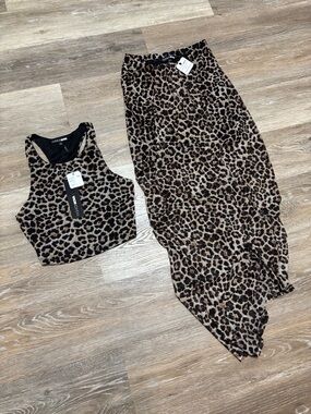 Fashion Nova Brown Leopard Mesh Set